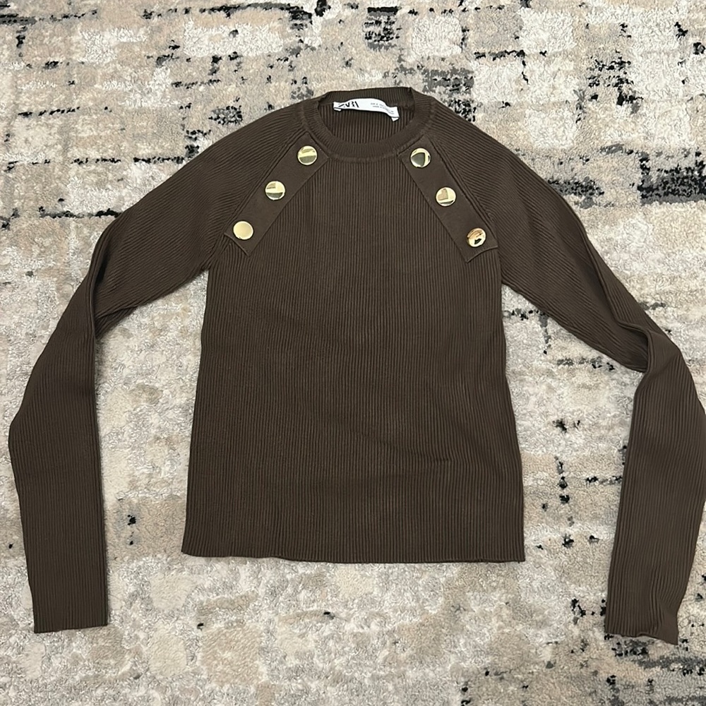 Zara ribbed army green sweater